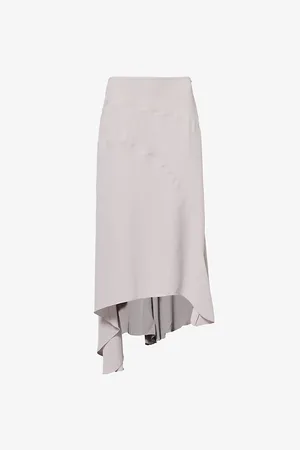 Victoria Beckham Womens Spiral-Seam Asymmetric Woven Midi Skirt