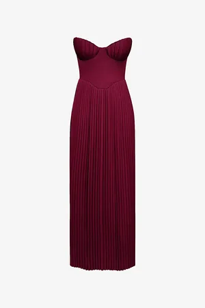 House Of Cb Womens Marcella Pleated Woven Maxi Dress