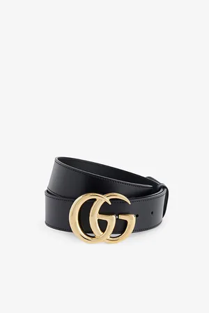 Gucci Mens Logo-Buckle Leather Belt