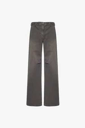 Entire Studios Mens Brand-Patch Two-Slip-Pockets Wide-Leg Relaxed-Fit Denim Jeans