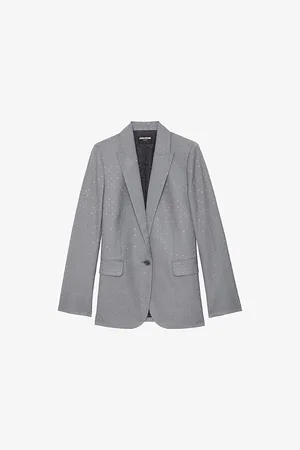 Zadig & Voltaire Womens Valse Rhinestone-Embellished Woven Blazer