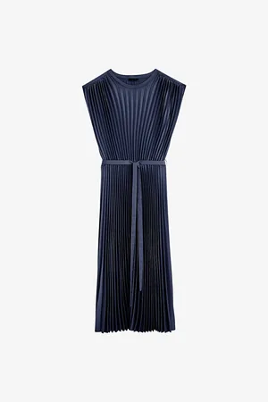 Joseph Womens Volta Knit-Weave Plissé Midi Dress