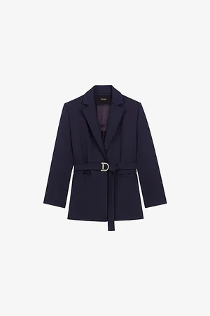 Maje Womens Pleat-Back Single-Breasted Woven Blazer