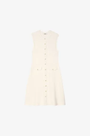 Sandro Womens Sleeveless Ribbed Stretch-Knit Mini Dress