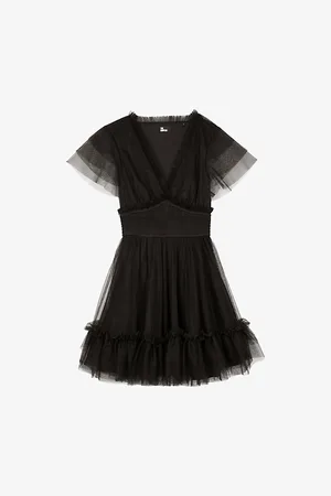 The Kooples Womens V-Neck Tulle Mini Dress