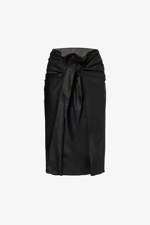 Rick Owens Womens Strutter Panels Leather Midi Skirt
