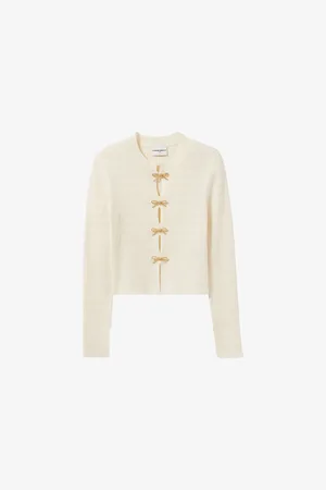Claudie Pierlot Womens Bow Long-Sleeve Fine-Knit Top