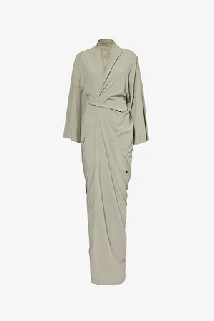 Rick Owens Womens Wrap Long-Sleeves Woven-Blend Maxi Dress