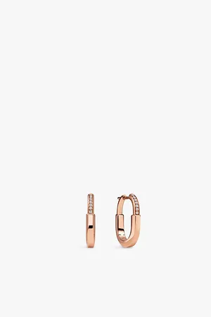 Tiffany & Co. Tiffany Lock Small 18ct Rose-Gold and 0.05ct Brilliant-Cut Diamond Hoop Earrings