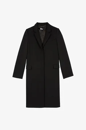 The Kooples Womens Single-Breasted Notch-Collar Wool-Blend Coat