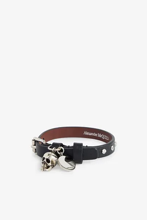 Alexander McQueen Mens Double-Wrap Leather Bracelet
