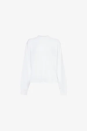Alaïa Womens Brand-Embroidery Round-Neck Cotton-Jersey Sweatshirt