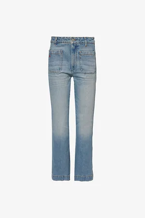 Victoria Beckham Womens Alina Patch-Pockets Straight-Leg Cropped Denim Jeans
