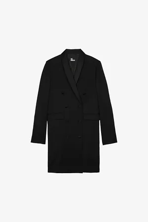 The Kooples Womens Shawl-Lapel Tailored Wool Mini Dress