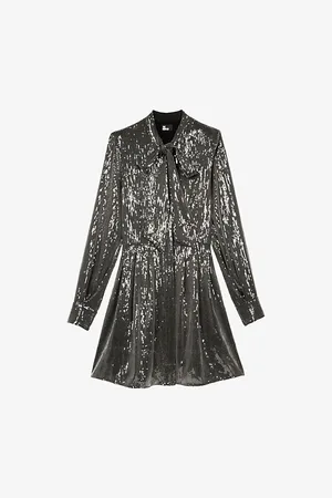 The Kooples Womens Bow-Tie Sequin Mini Dress