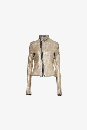 Rick Owens Womens Gary Crinkled-Texture Slim-Fit Cotton-Blend Jacket