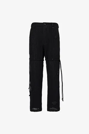 SONG FOR THE MUTE Mens Daisy-Motif Straight-Leg Regular-Fit Cotton-Blend Trousers