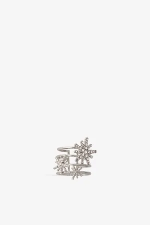 Maje Womens Star Crystal-Embellished Brass Ring