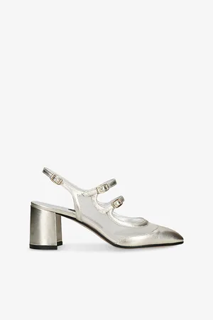 Carel Womens Bananight Triple-Strap Metallic-Leather Mary Jane Pumps