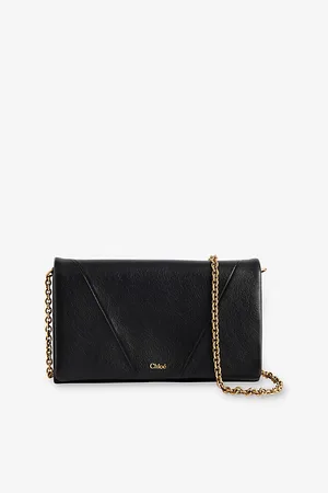 Chloé Womens Spin Logo-Plaque Leather Chain Wallet