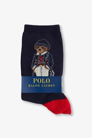 Ralph Lauren Womens Naval Bear Crew-Length Cotton-Blend Socks