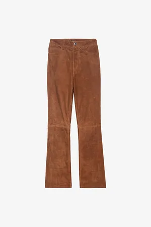Zadig & Voltaire Womens Pistol Flared-Leg Mid-Rise Suede Trousers