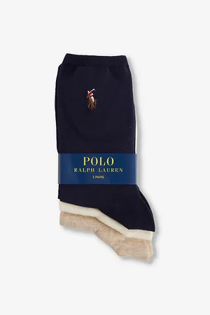 Ralph Lauren Womens Classic Pony-Embroidered Crew-Length Pack Of Three Cotton Socks