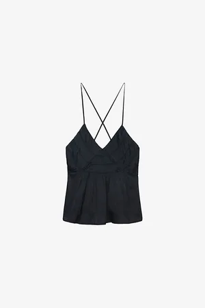 Zadig & Voltaire Womens V-Neck Pleated Woven Top