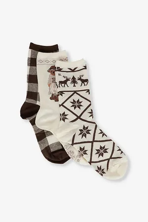 Ralph Lauren Womens Winter Bear Pack Of Three Stretch-Cotton Socks