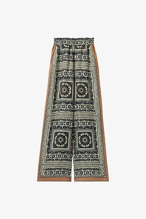 Claudie Pierlot Womens Printed Wide-Leg High-Rise Satin Trousers
