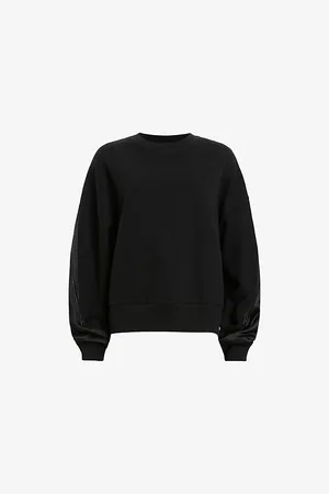 AllSaints Womens Peggy Zip-Sleeve Cotton Sweatshirt
