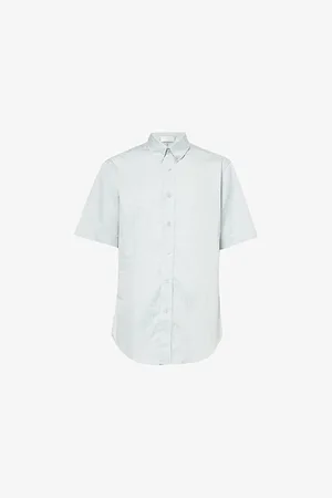 Givenchy Mens Monogram Short-Sleeves Relaxed-Fit Cotton-Poplin Shirt