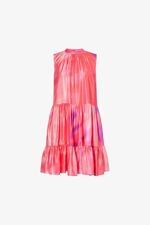 Roksanda Womens Phinia Tiered Sleeveless Satin Mini Dress