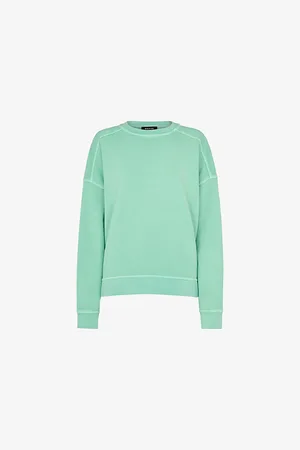 Whistles Womens Contrast-Stitch Relaxed-Fit Cotton Sweatshirt