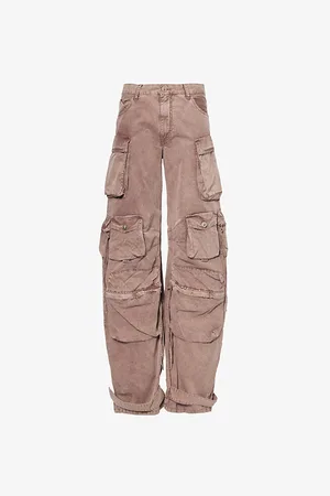 The Attico Womens Cargo-Pocket Wide-Leg Cotton Trousers