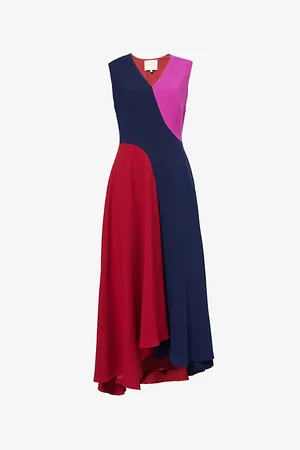Roksanda Womens Miral Sleeveless Woven-Blend Midi Dress