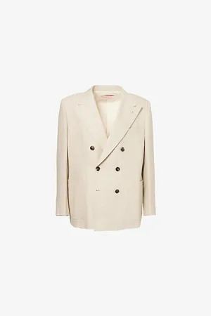VALENTINO GARAVANI Mens Double-Breasted Regular-Fit Linen-Blend Blazer