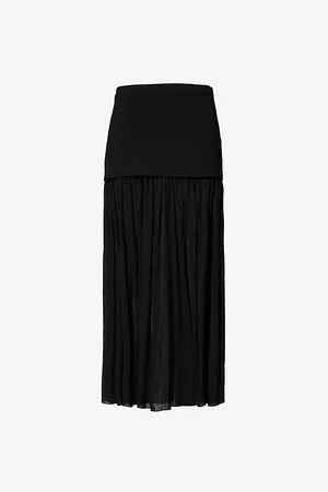 Proenza Schouler Womens Paige Contrast-Panel Woven Maxi Skirt