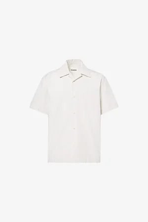 Jil Sander Mens Camp-Collar Striped Cotton Shirt