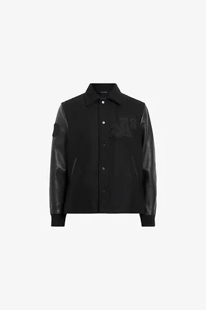 AllSaints Mens Warrenton Relaxed-Fit Leather Bomber Jacket