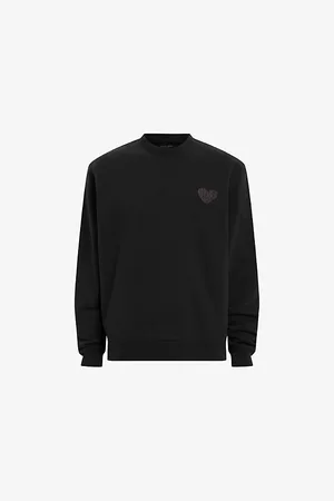 AllSaints Mens Lover Heart-Patch Cotton Jumper