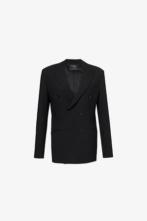 HOMMEGIRLS Womens Peak-Lapel Double-Breasted Wool Blazer