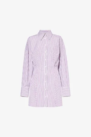 The Attico Womens Stripe-Pattern Cotton Shirt Dress