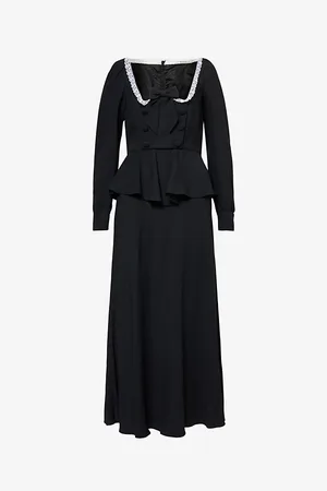 Alessandra Rich Womens Envers Mikado-Collar Woven Midi Dress