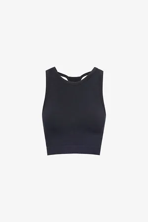 GymShark Womens Ribbed Double-Layered Cropped Stretch-Cotton Tank Top