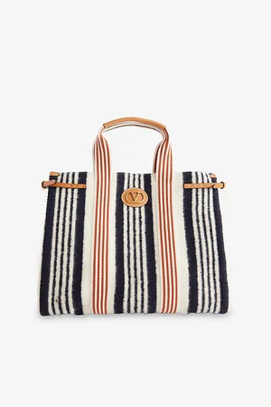 VALENTINO GARAVANI Mens Striped Large Woven-Blend Tote Bag