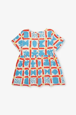Bobo Choses Geometric-Print Short-Sleeve Cotton Dress 12-24 Months