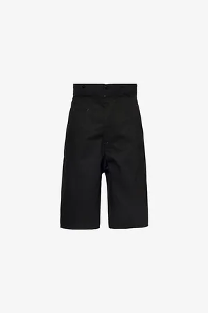 Maison Margiela Mens Button-Embellishment Straight-Leg Relaxed-Fit Cotton Shorts