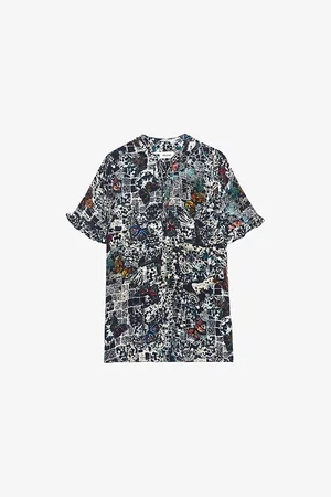 Zadig & Voltaire Womens Butterfly-Print Flutter-Sleeve Woven Blouse