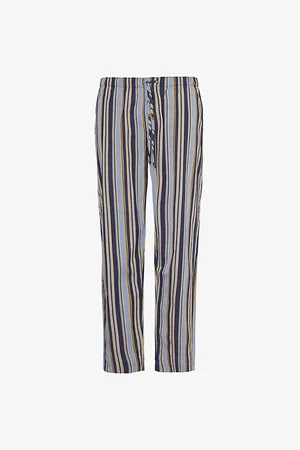Hanro Mens Night & Day Striped Straight-Leg Cotton Pyjama Bottoms